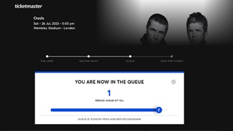 Schermata di acquisto dei biglietti degli Oasis a Wembley 2025